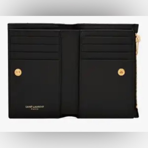 YSL CASSANDRE MATELASSE FRAGMENTS ZIPPED BI-FOLD in GRAIN DE POUDRE LEATHER - Picture 3 of 3